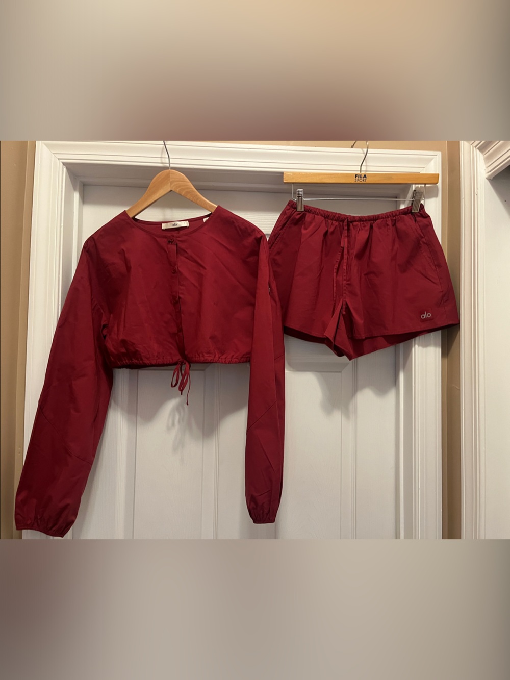 NWOT ALO Yoga Women's summer Romance Red Real Deal long sleeve and short set